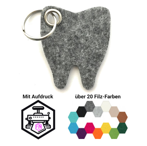 Zahn Schlüsselanhänger Filz | Mittelgrau-meliert (RT507) | Ohne Aufdruck/Neutral