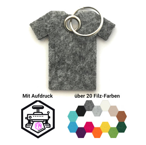 T-Shirt Schlüsselanhänger Filz | Mittelgrau-meliert (RT507) | Ohne Aufdruck/Neutral