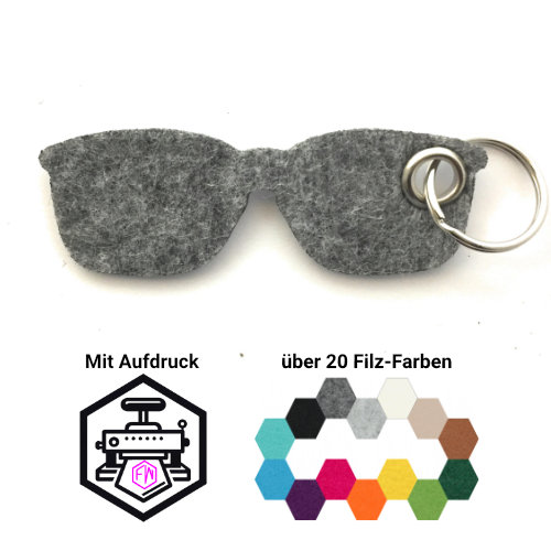 Brille Schlüsselanhänger Filz | Mittelgrau-meliert (RT507) | Ohne Aufdruck/Neutral